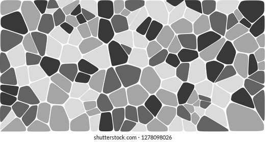 Stained glass colorful voronoi with fillet, vector abstract. Irregular cells background pattern. 2D Geometric shapes grid. Aspect Ratio 2:1