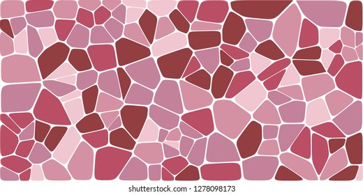 Stained glass colorful voronoi with fillet, vector abstract. Irregular cells background pattern. 2D Geometric shapes grid. Aspect Ratio 2:1
