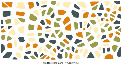 Stained glass colorful voronoi with fillet, vector abstract. Irregular cells background pattern. 2D Geometric shapes grid. Aspect Ratio 2:1