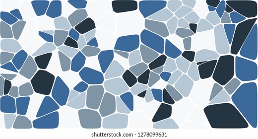 Stained glass colorful voronoi with fillet, vector abstract. Irregular cells background pattern. 2D Geometric shapes grid. Aspect Ratio 2:1