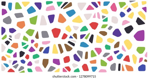 Stained glass colorful voronoi with fillet, vector abstract. Irregular cells background pattern. 2D Geometric shapes grid. Aspect Ratio 2:1