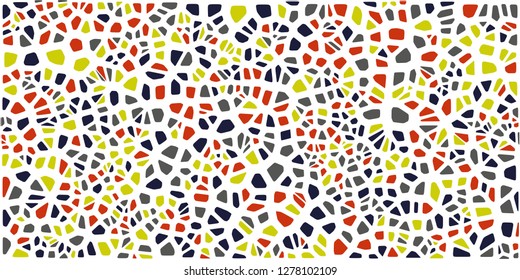 Stained glass colorful voronoi with fillet, vector abstract. Irregular cells background pattern. 2D Geometric shapes grid. Aspect Ratio 2:1