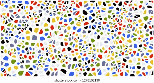 Stained glass colorful voronoi with fillet, vector abstract. Irregular cells background pattern. 2D Geometric shapes grid. Aspect Ratio 2:1