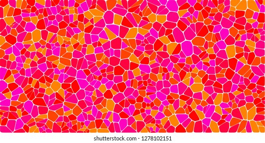 Stained glass colorful voronoi with fillet, vector abstract. Irregular cells background pattern. 2D Geometric shapes grid. Aspect Ratio 2:1