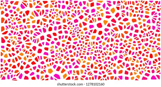 Stained glass colorful voronoi with fillet, vector abstract. Irregular cells background pattern. 2D Geometric shapes grid. Aspect Ratio 2:1