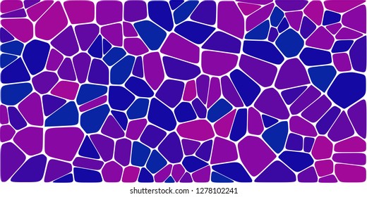 Stained glass colorful voronoi with fillet, vector abstract. Irregular cells background pattern. 2D Geometric shapes grid. Aspect Ratio 2:1