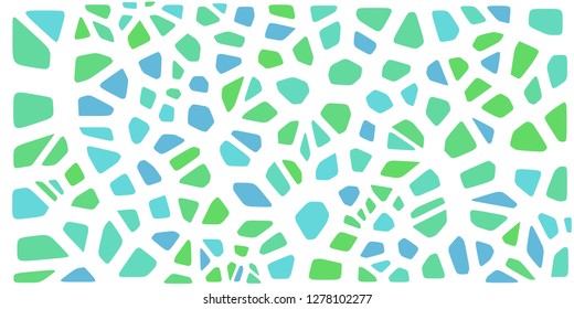 Stained glass colorful voronoi with fillet, vector abstract. Irregular cells background pattern. 2D Geometric shapes grid. Aspect Ratio 2:1