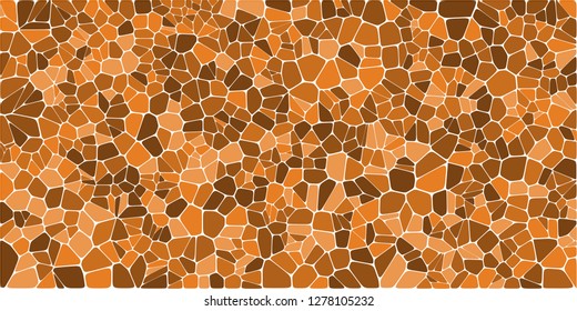 Stained glass colorful voronoi with fillet, vector abstract. Irregular cells background pattern. 2D Geometric shapes grid. Aspect Ratio 2:1