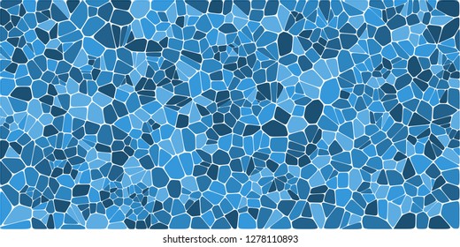 Stained glass colorful voronoi with fillet, vector abstract. Irregular cells background pattern. 2D Geometric shapes grid. Aspect Ratio 2:1