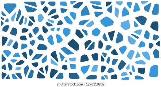 Stained glass colorful voronoi with fillet, vector abstract. Irregular cells background pattern. 2D Geometric shapes grid. Aspect Ratio 2:1