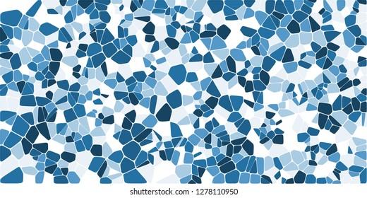Stained glass colorful voronoi with fillet, vector abstract. Irregular cells background pattern. 2D Geometric shapes grid. Aspect Ratio 2:1