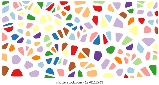 Stained glass colorful voronoi with fillet, vector abstract. Irregular cells background pattern. 2D Geometric shapes grid. Aspect Ratio 2:1