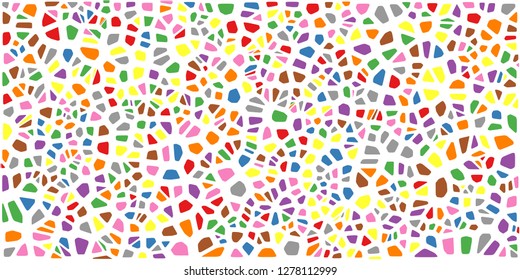 Stained glass colorful voronoi with fillet, vector abstract. Irregular cells background pattern. 2D Geometric shapes grid. Aspect Ratio 2:1