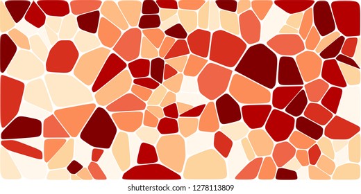 Stained glass colorful voronoi with fillet, vector abstract. Irregular cells background pattern. 2D Geometric shapes grid. Aspect Ratio 2:1