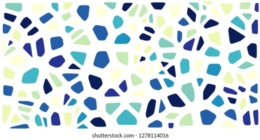 Stained glass colorful voronoi with fillet, vector abstract. Irregular cells background pattern. 2D Geometric shapes grid. Aspect Ratio 2:1