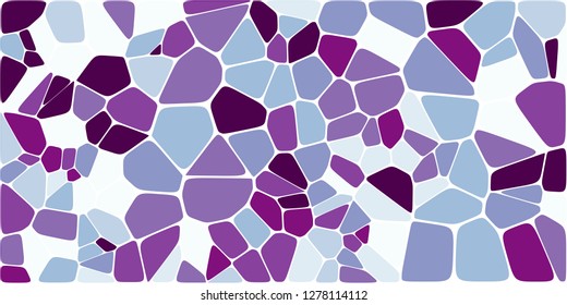 Stained glass colorful voronoi with fillet, vector abstract. Irregular cells background pattern. 2D Geometric shapes grid. Aspect Ratio 2:1