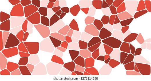 Stained glass colorful voronoi with fillet, vector abstract. Irregular cells background pattern. 2D Geometric shapes grid. Aspect Ratio 2:1