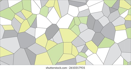 Stained glass colorful voronoi with fillet, vector abstract. Irregular cells background pattern. 2D Geometric shapes grid.