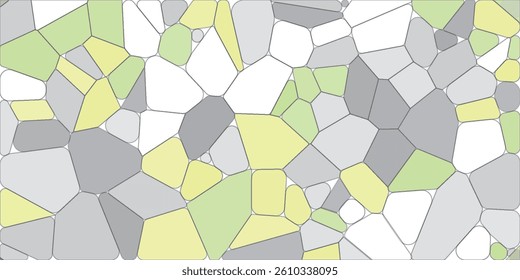 Stained glass colorful voronoi with fillet, vector abstract. Irregular cells background pattern. 2D Geometric shapes grid.