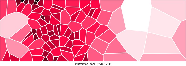 Stained glass colorful voronoi polygonal algorithm background, vector abstract. Irregular cells pattern. 2D Geometric shapes grid texture. Aspect Ratio 3:1