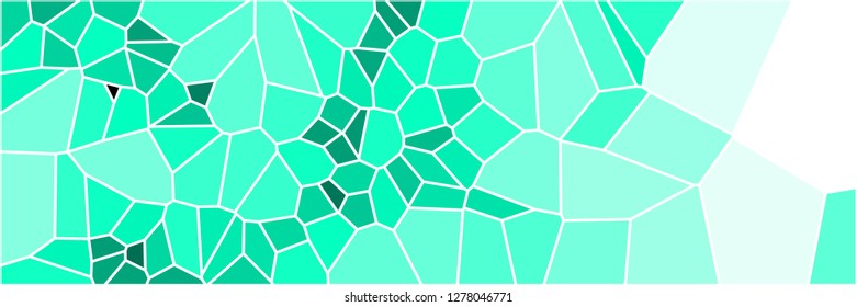 Stained glass colorful voronoi polygonal algorithm background, vector abstract. Irregular cells pattern. 2D Geometric shapes grid texture. Aspect Ratio 3:1