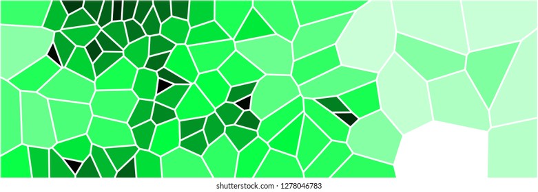 Stained glass colorful voronoi polygonal algorithm background, vector abstract. Irregular cells pattern. 2D Geometric shapes grid texture. Aspect Ratio 3:1