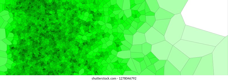 Stained glass colorful voronoi polygonal algorithm background, vector abstract. Irregular cells pattern. 2D Geometric shapes grid texture. Aspect Ratio 3:1
