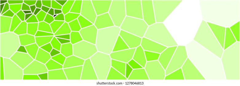 Stained glass colorful voronoi polygonal algorithm background, vector abstract. Irregular cells pattern. 2D Geometric shapes grid texture. Aspect Ratio 3:1