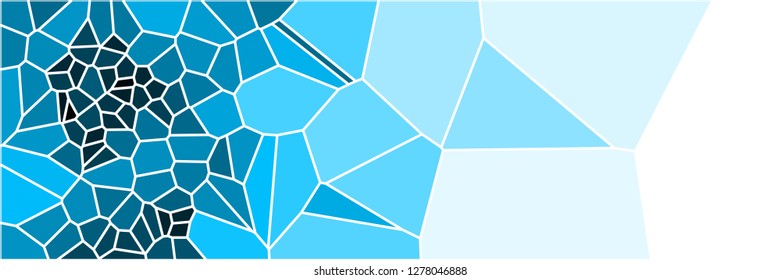 Stained glass colorful voronoi polygonal algorithm background, vector abstract. Irregular cells pattern. 2D Geometric shapes grid texture. Aspect Ratio 3:1