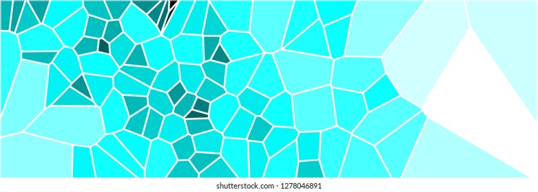 Stained glass colorful voronoi polygonal algorithm background, vector abstract. Irregular cells pattern. 2D Geometric shapes grid texture. Aspect Ratio 3:1