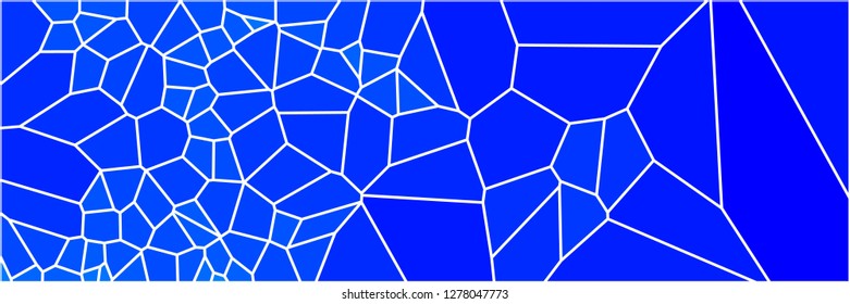 Stained glass colorful voronoi polygonal algorithm background, vector abstract. Irregular cells pattern. 2D Geometric shapes grid texture. Aspect Ratio 3:1