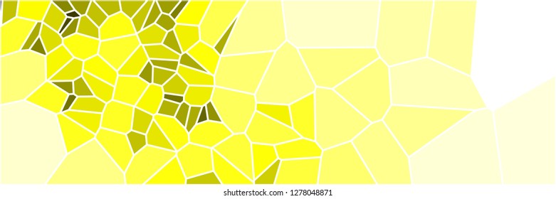 Stained glass colorful voronoi polygonal algorithm background, vector abstract. Irregular cells pattern. 2D Geometric shapes grid texture. Aspect Ratio 3:1