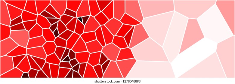 Stained glass colorful voronoi polygonal algorithm background, vector abstract. Irregular cells pattern. 2D Geometric shapes grid texture. Aspect Ratio 3:1