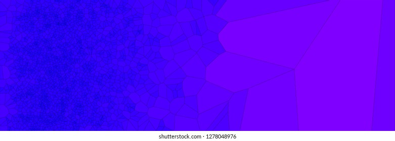 Stained glass colorful voronoi polygonal algorithm background, vector abstract. Irregular cells pattern. 2D Geometric shapes grid texture. Aspect Ratio 3:1