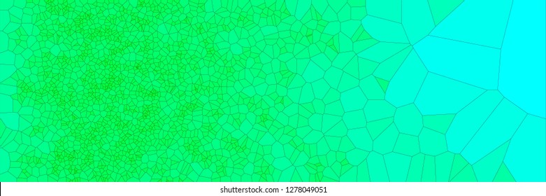 Stained glass colorful voronoi polygonal algorithm background, vector abstract. Irregular cells pattern. 2D Geometric shapes grid texture. Aspect Ratio 3:1