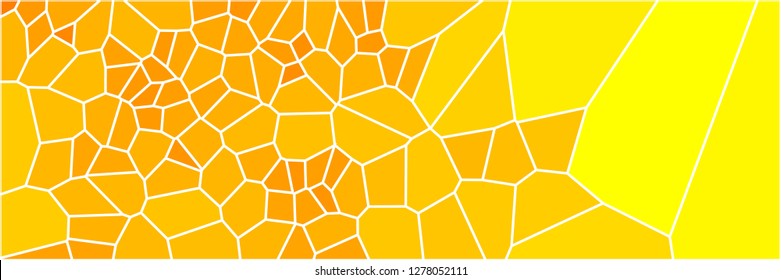 Stained glass colorful voronoi polygonal algorithm background, vector abstract. Irregular cells pattern. 2D Geometric shapes grid texture. Aspect Ratio 3:1