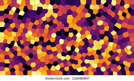 Stained glass colorful voronoi, vector eps abstract. Irregular cells background pattern. 2D Geometric shapes grid texture  
