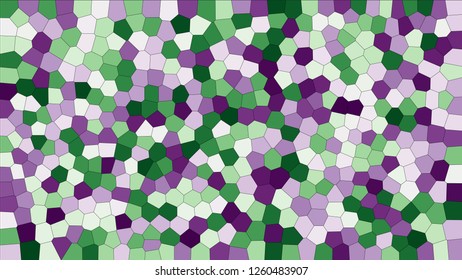 Stained glass colorful voronoi, vector eps abstract. Irregular cells background pattern. 2D Geometric shapes grid texture 