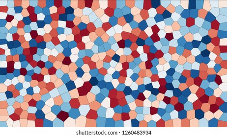 Stained glass colorful voronoi, vector eps abstract. Irregular cells background pattern. 2D Geometric shapes grid texture  