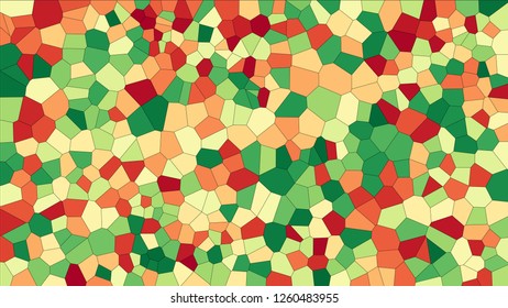 Stained glass colorful voronoi, vector eps abstract. Irregular cells background pattern. 2D Geometric shapes grid texture 