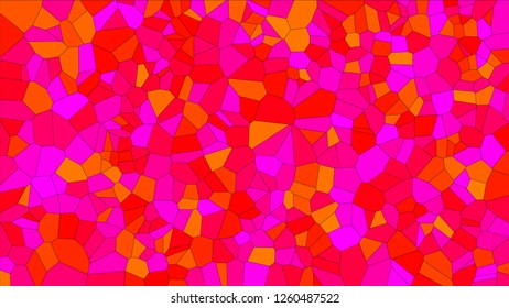 Stained glass colorful voronoi, vector eps abstract. Irregular cells background pattern. 2D Geometric shapes grid texture - Vetorial 8K HD