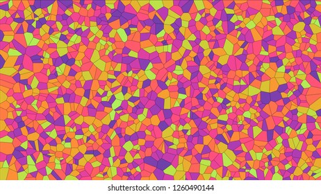 Stained glass colorful voronoi, vector eps abstract. Irregular cells background pattern. 2D Geometric shapes grid texture - Vetorial 8K HD