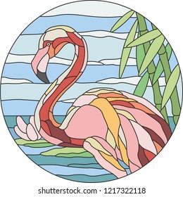 stained glass flamingos
