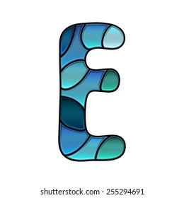 stained glass font, letter e