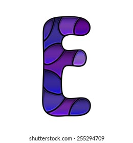 stained glass font, letter e