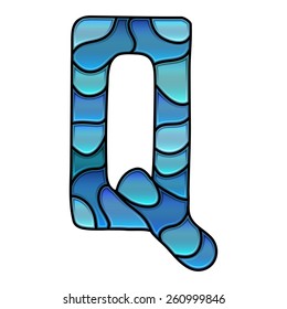 stained glass font, letter Q