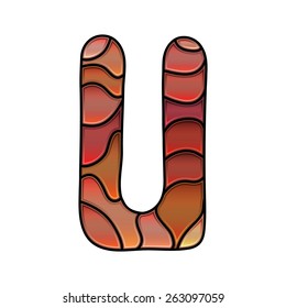 stained glass font, letter u 