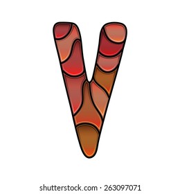 stained glass font, letter v