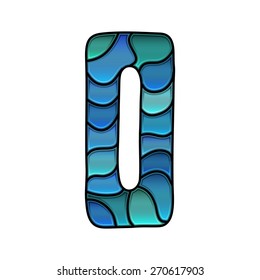 stained glass font, number 0