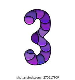 stained glass font, number 3
